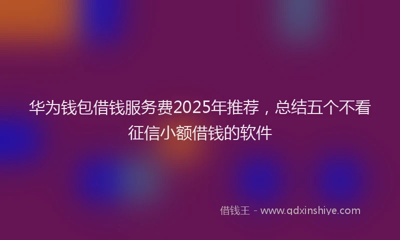 华为钱包借钱服务费2025年推荐，总结五个不看征信小额借钱的软件