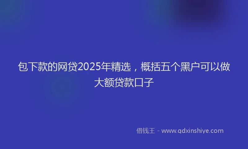 包下款的网贷2025年精选，概括五个黑户可以做大额贷款口子