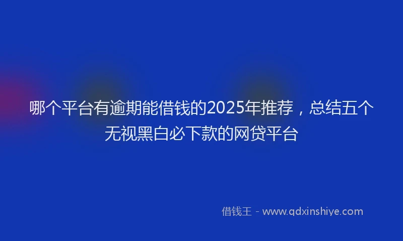 哪个平台有逾期能借钱的2025年推荐，总结五个无视黑白必下款的网贷平台