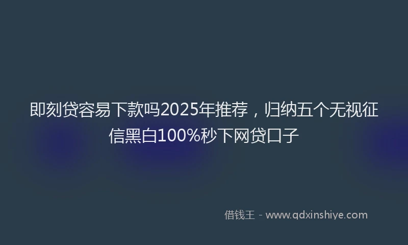 即刻贷容易下款吗2025年推荐，归纳五个无视征信黑白100%秒下网贷口子