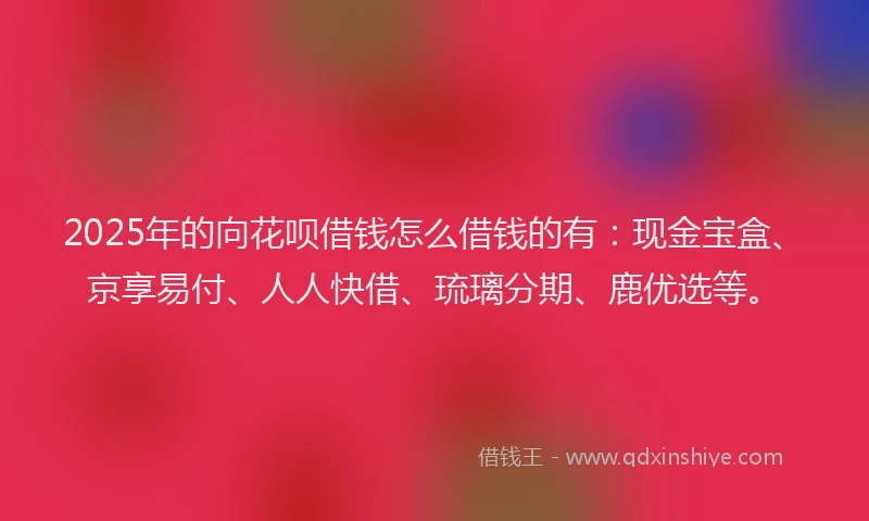 2025年的向花呗借钱怎么借钱的有：现金宝盒、京享易付、人人快借、琉璃分期、鹿优选等。