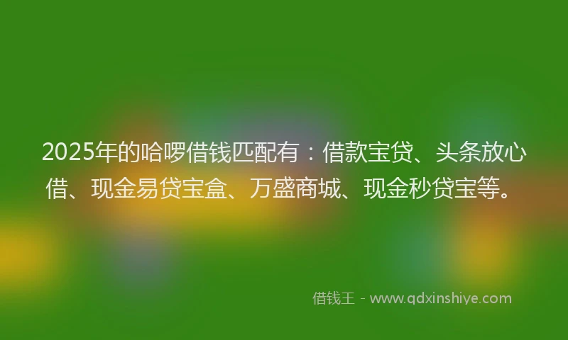 2025年的哈啰借钱匹配有：借款宝贷、头条放心借、现金易贷宝盒、万盛商城、现金秒贷宝等。