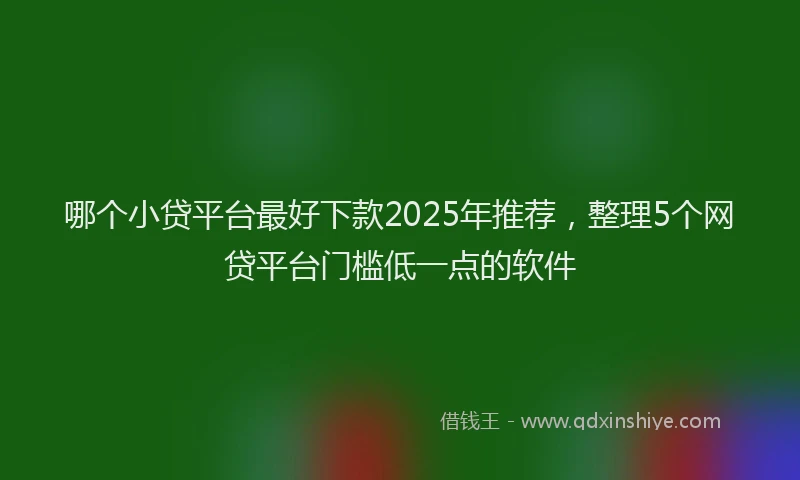哪个小贷平台最好下款2025年推荐，整理5个网贷平台门槛低一点的软件