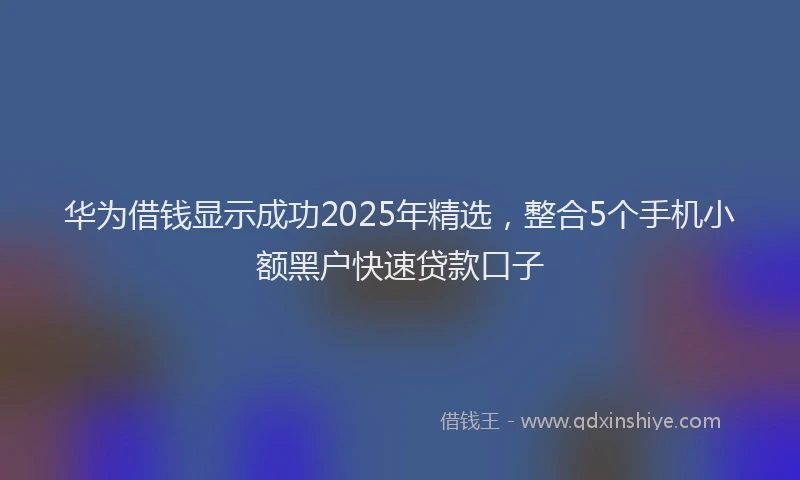 华为借钱显示成功2025年精选，整合5个手机小额黑户快速贷款口子