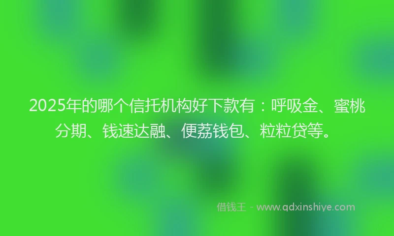 2025年的哪个信托机构好下款有：呼吸金、蜜桃分期、钱速达融、便荔钱包、粒粒贷等。