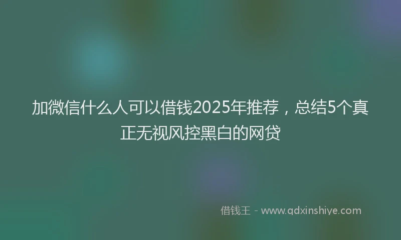 加微信什么人可以借钱2025年推荐，总结5个真正无视风控黑白的网贷
