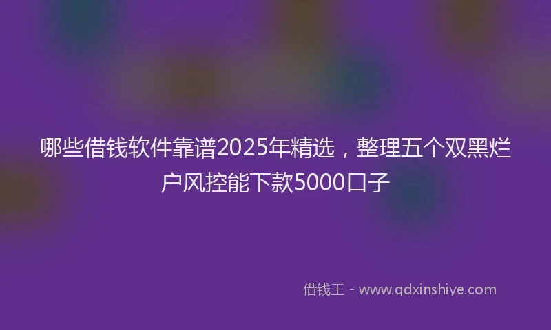哪些借钱软件靠谱2025年精选，整理五个双黑烂户风控能下款5000口子