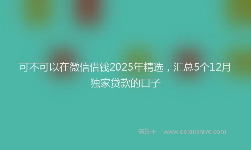 可不可以在微信借钱2025年精选，汇总5个12月独家贷款的口子