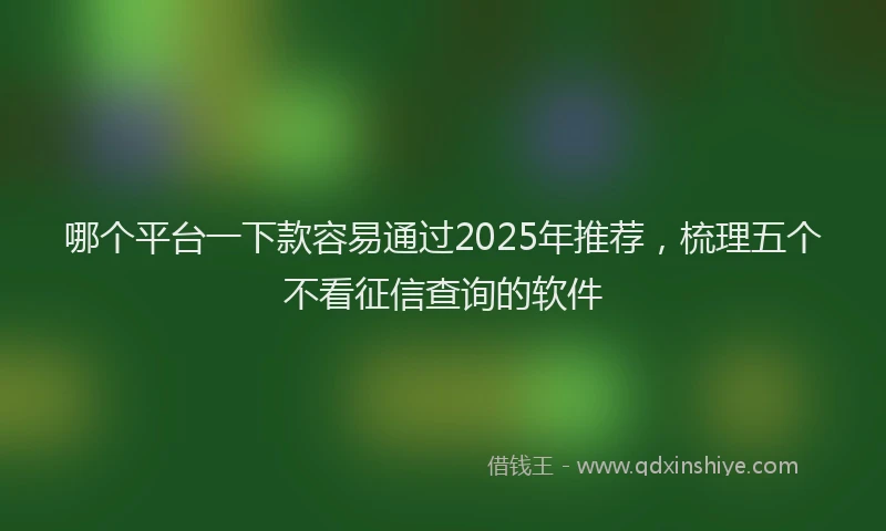 哪个平台一下款容易通过2025年推荐，梳理五个不看征信查询的软件