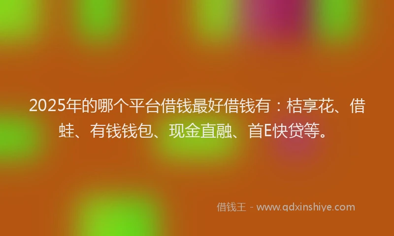 2025年的哪个平台借钱最好借钱有：桔享花、借蛙、有钱钱包、现金直融、首E快贷等。