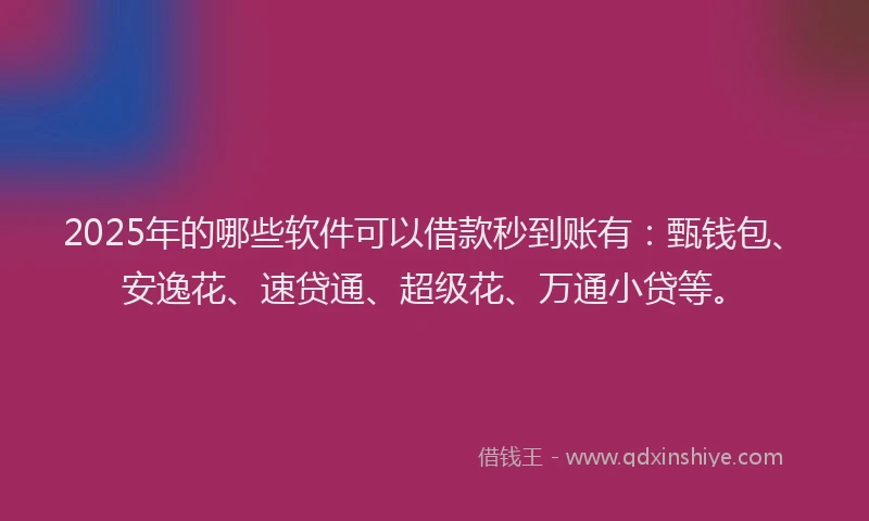 2025年的哪些软件可以借款秒到账有：甄钱包、安逸花、速贷通、超级花、万通小贷等。
