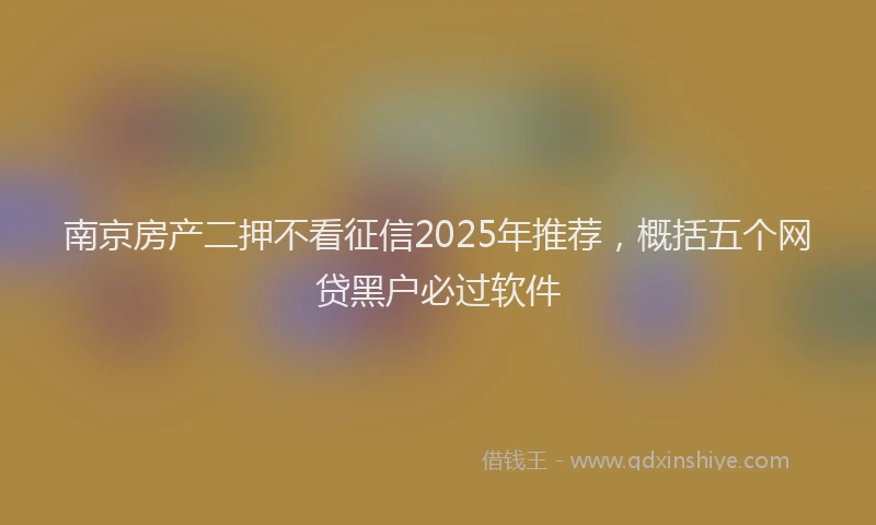 南京房产二押不看征信2025年推荐，概括五个网贷黑户必过软件