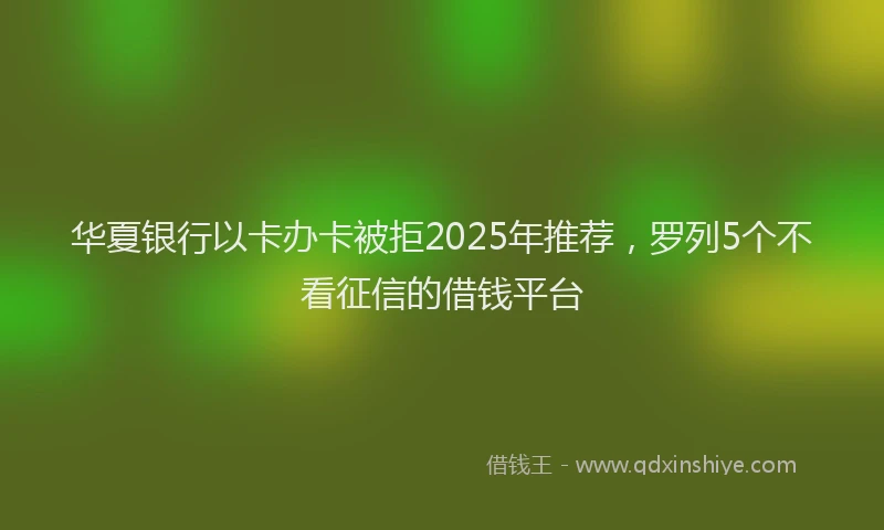华夏银行以卡办卡被拒2025年推荐，罗列5个不看征信的借钱平台