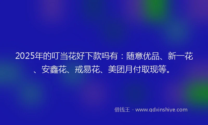 2025年的叮当花好下款吗有：随意优品、新一花、安鑫花、戒易花、美团月付取现等。
