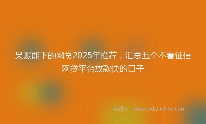 呆账能下的网贷2025年推荐，汇总五个不看征信网贷平台放款快的口子