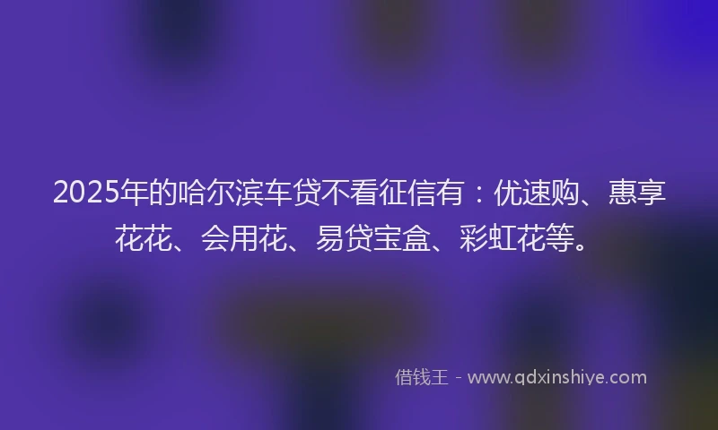 2025年的哈尔滨车贷不看征信有：优速购、惠享花花、会用花、易贷宝盒、彩虹花等。