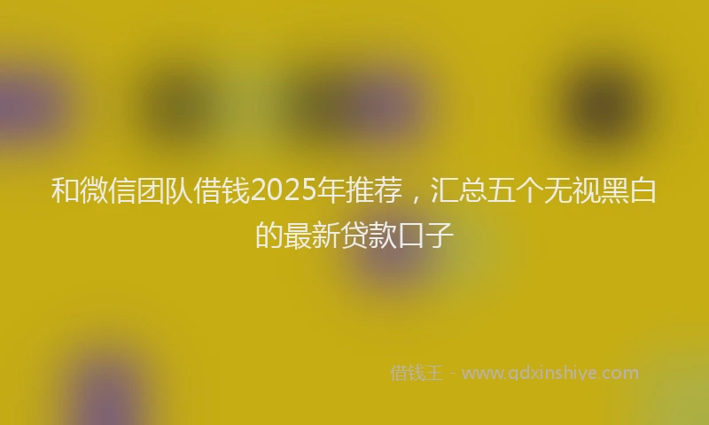和微信团队借钱2025年推荐，汇总五个无视黑白的最新贷款口子