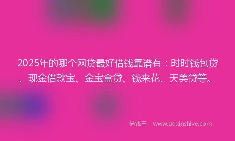 2025年的哪个网贷最好借钱靠谱有：时时钱包贷、现金借款宝、金宝盒贷、钱来花、天美贷等。