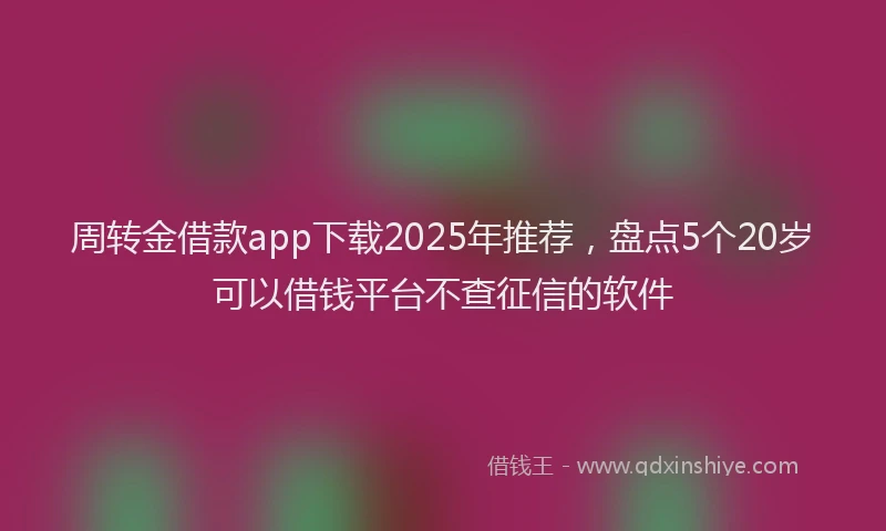 周转金借款app下载2025年推荐，盘点5个20岁可以借钱平台不查征信的软件