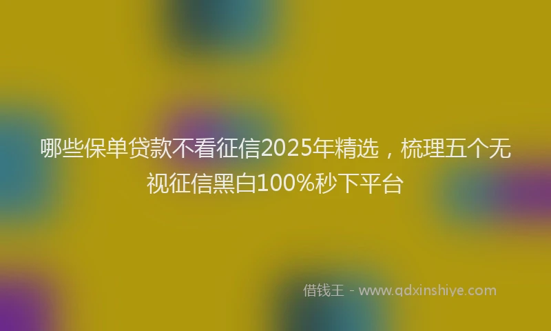 哪些保单贷款不看征信2025年精选，梳理五个无视征信黑白100%秒下平台