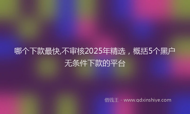 哪个下款最快,不审核2025年精选，概括5个黑户无条件下款的平台
