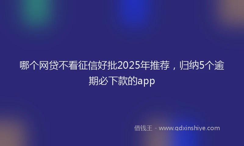 哪个网贷不看征信好批2025年推荐，归纳5个逾期必下款的app