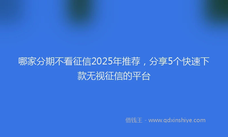哪家分期不看征信2025年推荐，分享5个快速下款无视征信的平台