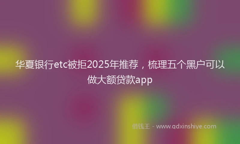 华夏银行etc被拒2025年推荐，梳理五个黑户可以做大额贷款app