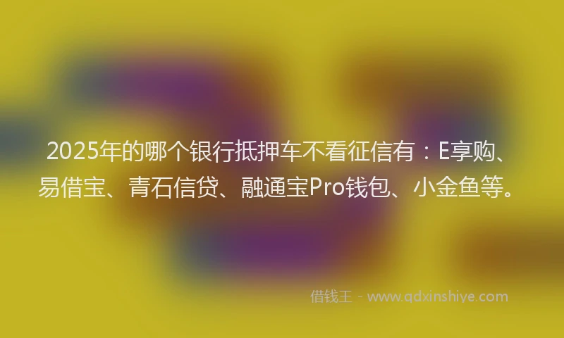 2025年的哪个银行抵押车不看征信有：E享购、易借宝、青石信贷、融通宝Pro钱包、小金鱼等。