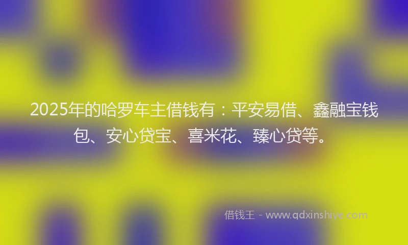 2025年的哈罗车主借钱有：平安易借、鑫融宝钱包、安心贷宝、喜米花、臻心贷等。