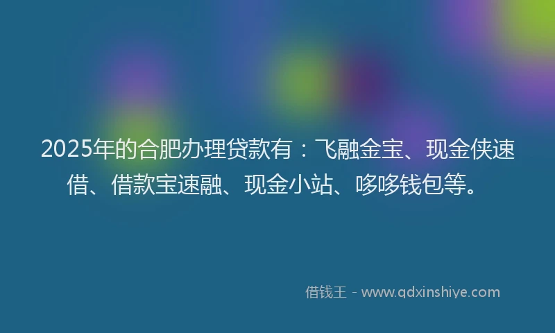 2025年的合肥办理贷款有：飞融金宝、现金侠速借、借款宝速融、现金小站、哆哆钱包等。