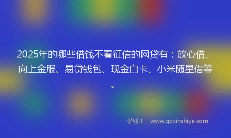 2025年的哪些借钱不看征信的网贷有：放心借、向上金服、易贷钱包、现金白卡、小米随星借等。