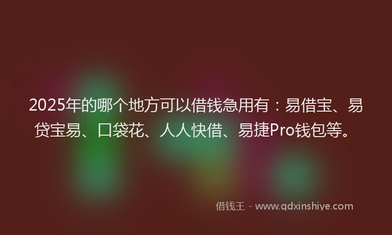 2025年的哪个地方可以借钱急用有：易借宝、易贷宝易、口袋花、人人快借、易捷Pro钱包等。