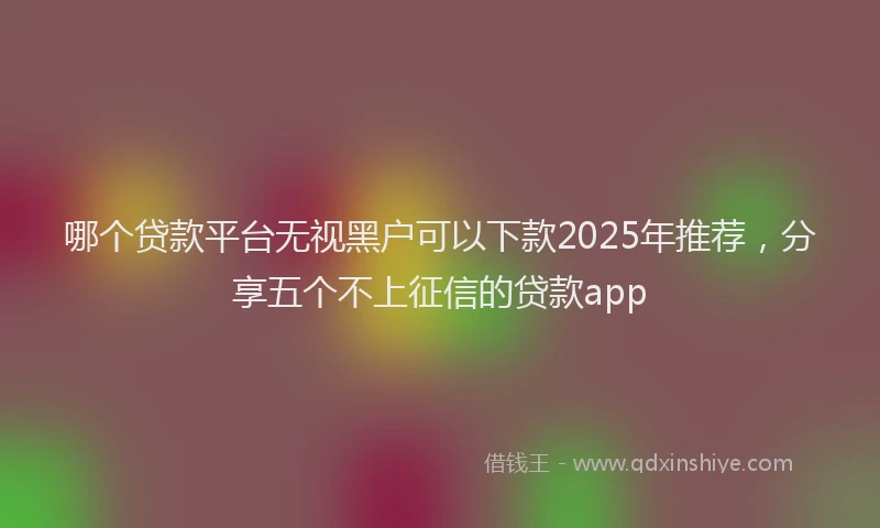 哪个贷款平台无视黑户可以下款2025年推荐，分享五个不上征信的贷款app