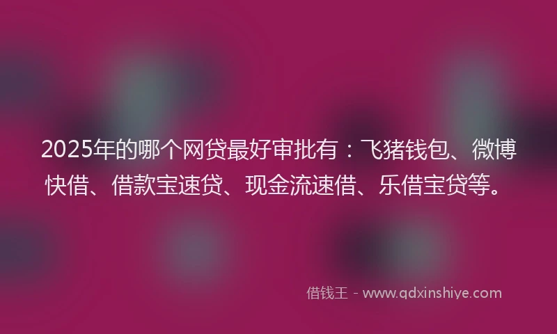 2025年的哪个网贷最好审批有：飞猪钱包、微博快借、借款宝速贷、现金流速借、乐借宝贷等。