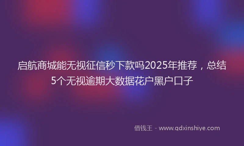 启航商城能无视征信秒下款吗2025年推荐，总结5个无视逾期大数据花户黑户口子