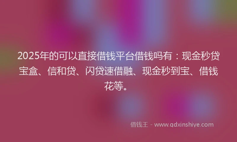 2025年的可以直接借钱平台借钱吗有：现金秒贷宝盒、信和贷、闪贷速借融、现金秒到宝、借钱花等。