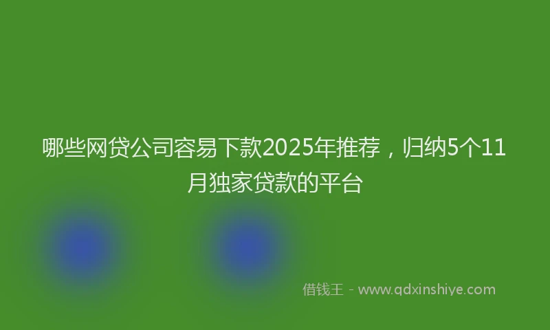 哪些网贷公司容易下款2025年推荐，归纳5个11月独家贷款的平台