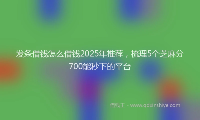 发条借钱怎么借钱2025年推荐，梳理5个芝麻分700能秒下的平台