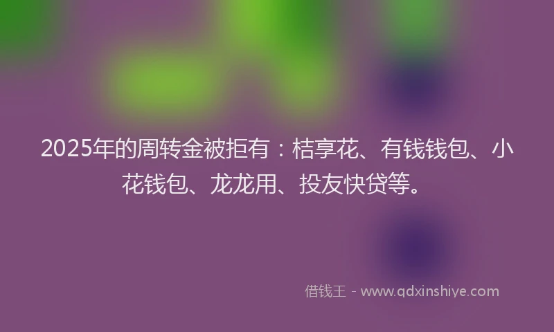 2025年的周转金被拒有：桔享花、有钱钱包、小花钱包、龙龙用、投友快贷等。