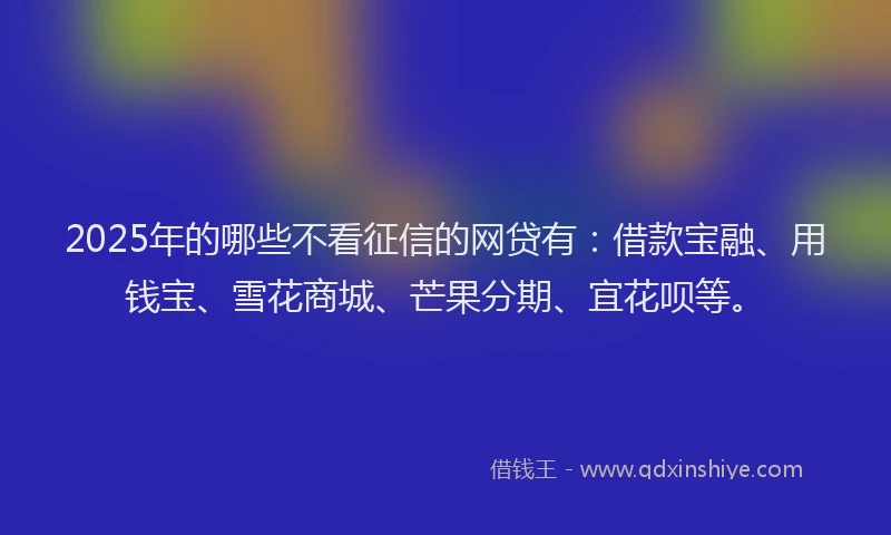 2025年的哪些不看征信的网贷有：借款宝融、用钱宝、雪花商城、芒果分期、宜花呗等。
