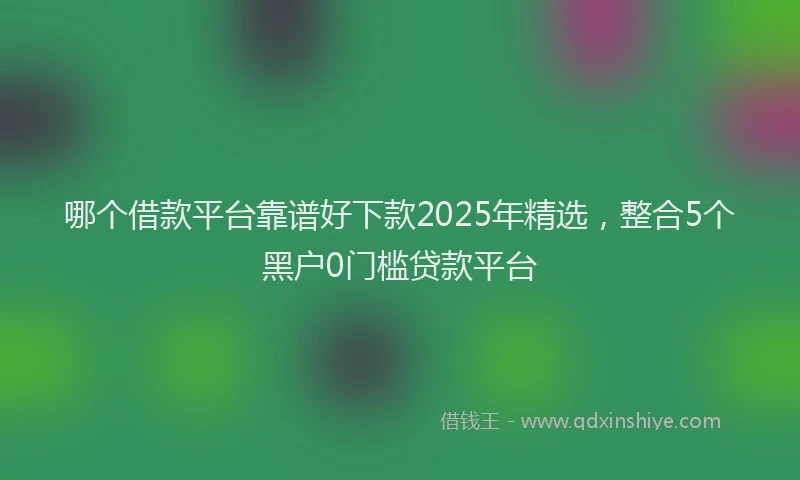哪个借款平台靠谱好下款2025年精选，整合5个黑户0门槛贷款平台