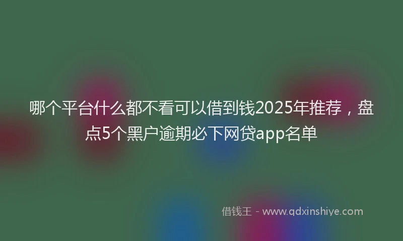 哪个平台什么都不看可以借到钱2025年推荐，盘点5个黑户逾期必下网贷app名单