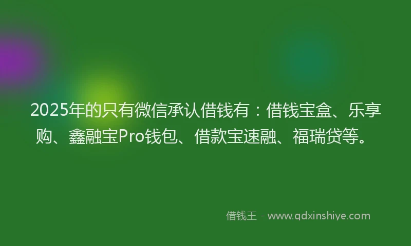 2025年的只有微信承认借钱有：借钱宝盒、乐享购、鑫融宝Pro钱包、借款宝速融、福瑞贷等。