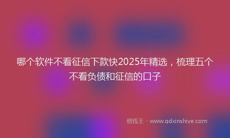 哪个软件不看征信下款快2025年精选，梳理五个不看负债和征信的口子