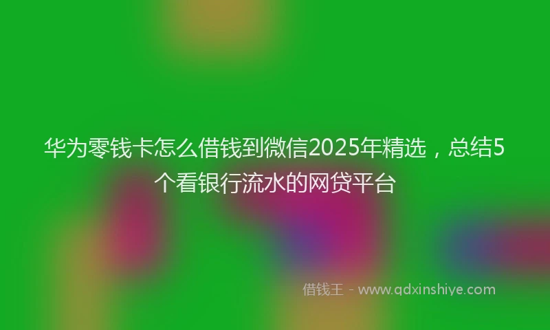 华为零钱卡怎么借钱到微信2025年精选，总结5个看银行流水的网贷平台