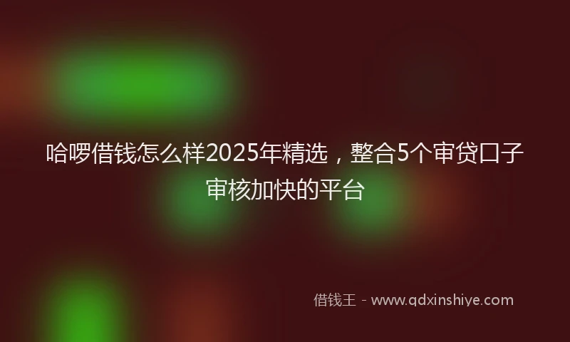 哈啰借钱怎么样2025年精选，整合5个审贷口子审核加快的平台