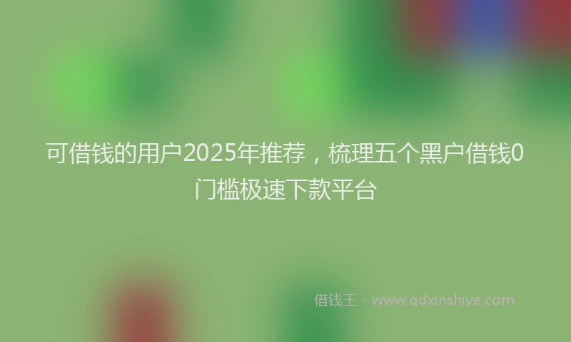 可借钱的用户2025年推荐，梳理五个黑户借钱0门槛极速下款平台