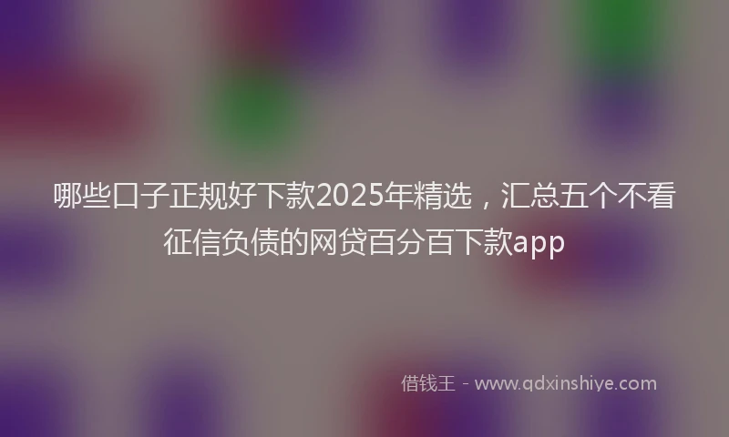 哪些口子正规好下款2025年精选，汇总五个不看征信负债的网贷百分百下款app
