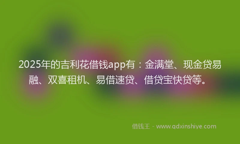 2025年的吉利花借钱app有：金满堂、现金贷易融、双喜租机、易借速贷、借贷宝快贷等。